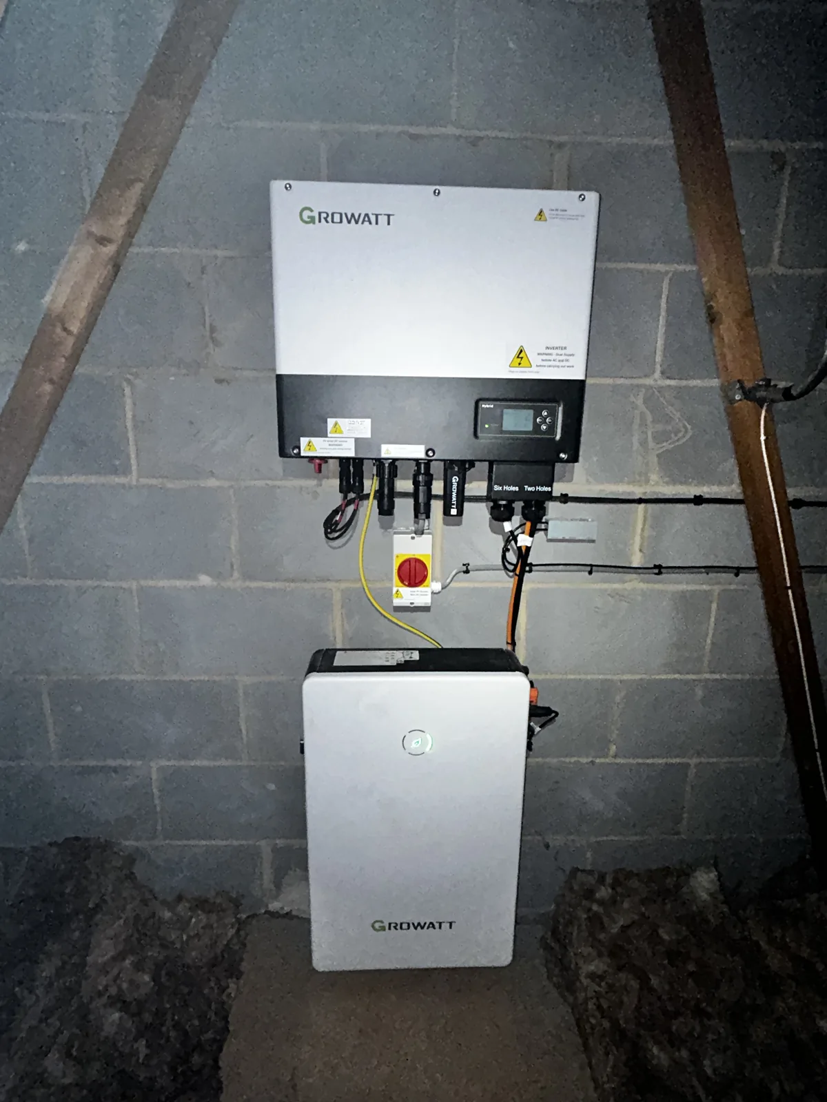 Inverter and battery installed at a home in Waterlooville, Hampshire